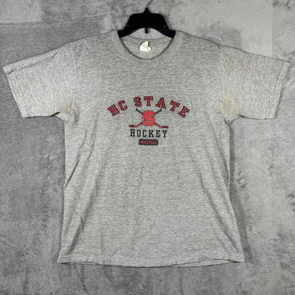VINTAGE NC State Hockey Shirt Men's M Graphic Made In USA The Cotton Exchange - Picture 1 of 8